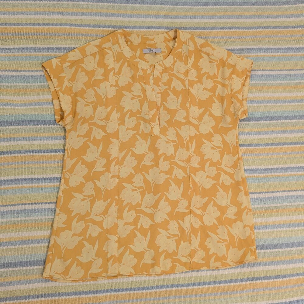 ⭐ Joie Solace Blouse Citrus Split Neck Yellow Floral Print top size XXS - Picture 6 of 16